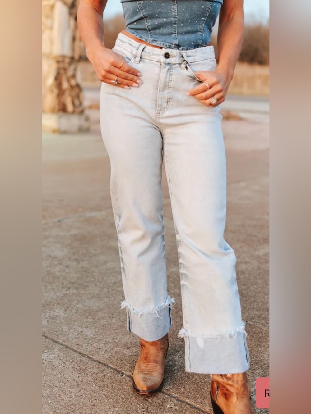 NWT Lucky & Blessed Light Blue Straight-Leg Jeans with Frayed Hem